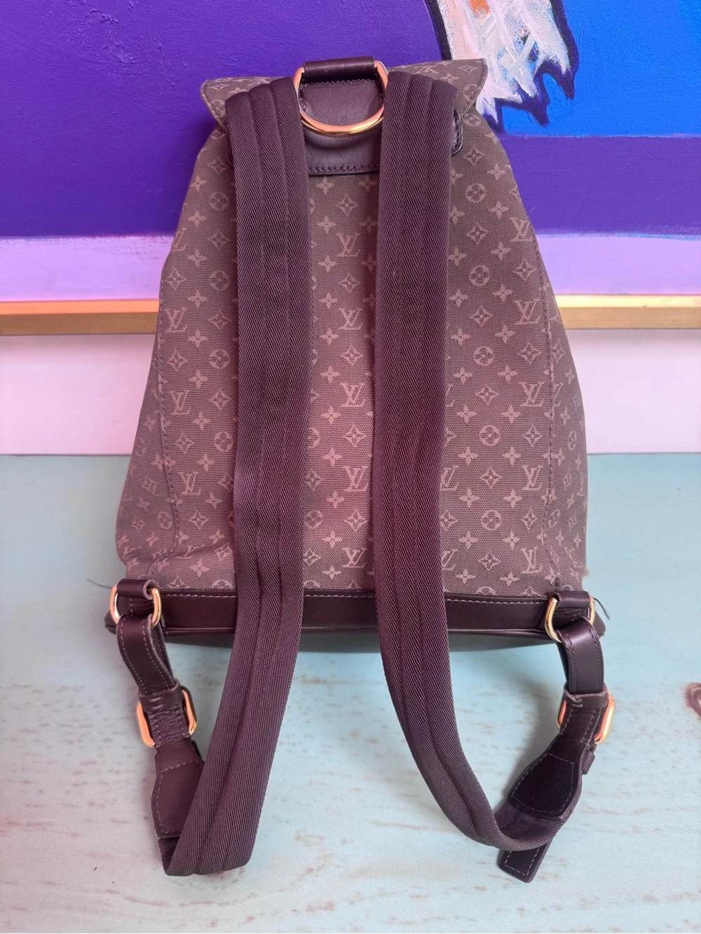Vintage Louis Vuitton Monogram Mini Lin Montaoursis Backpack.